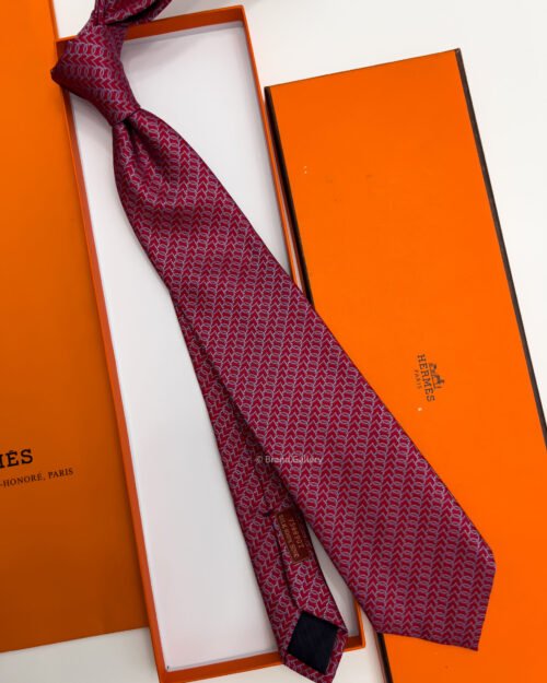 Hermes Red CLUB MIX SILK TIE