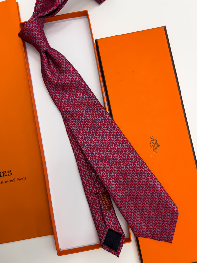 Hermes Red CLUB MIX SILK TIE