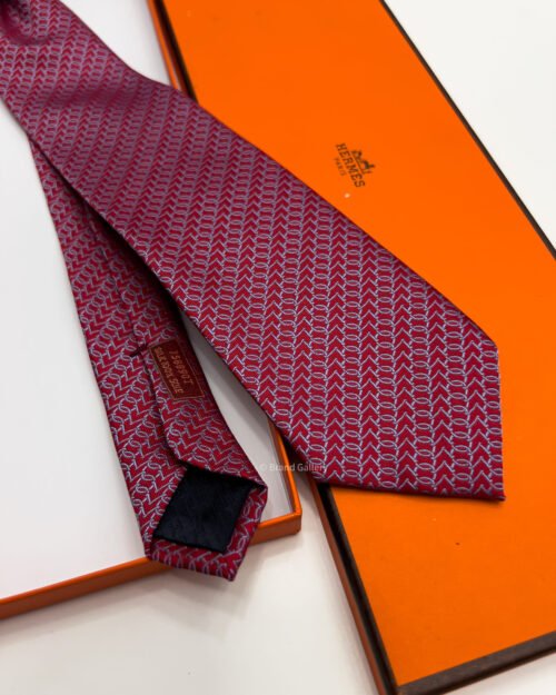 Hermes Red CLUB MIX SILK TIE