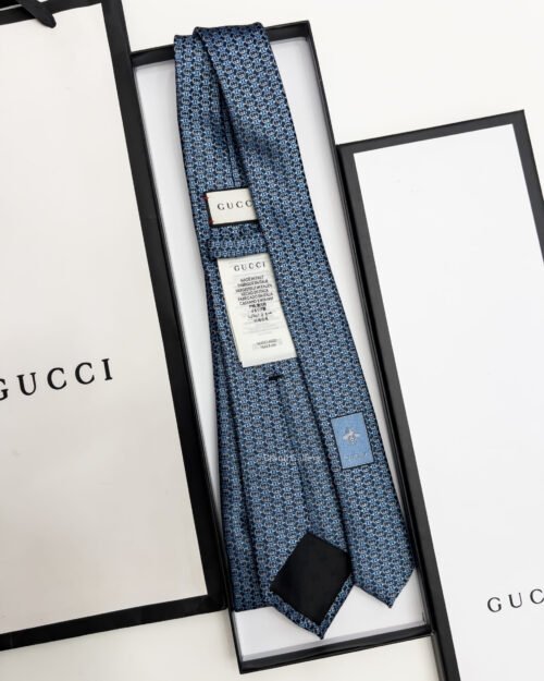 Gucci Navy and Sky Blue GG LINKS SILK TIE