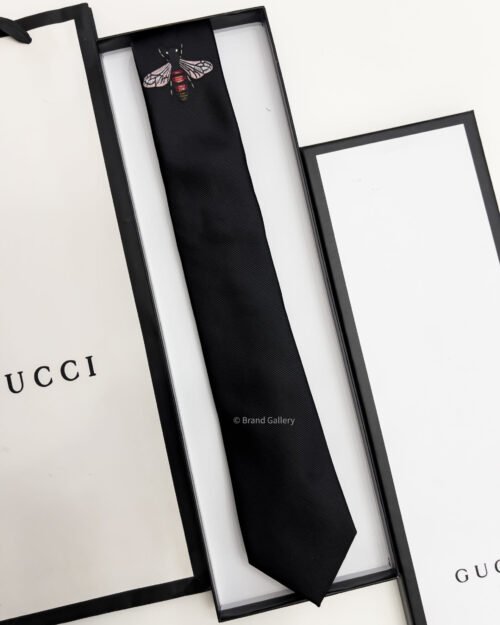 Gucci Black GIANT BEE SILK TIE