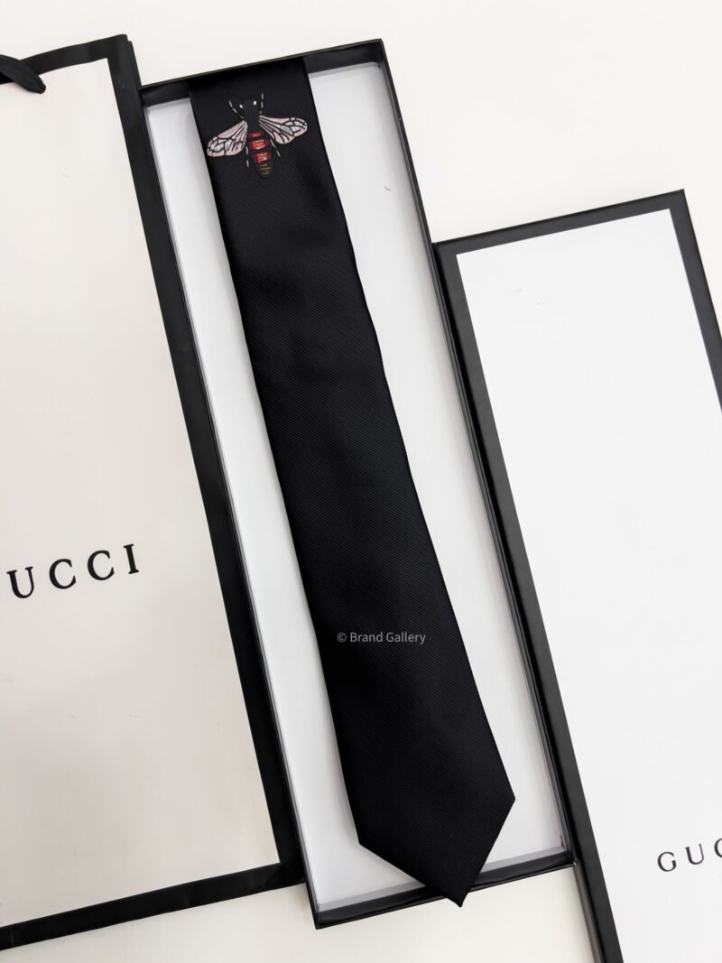 Gucci Black GIANT BEE SILK TIE