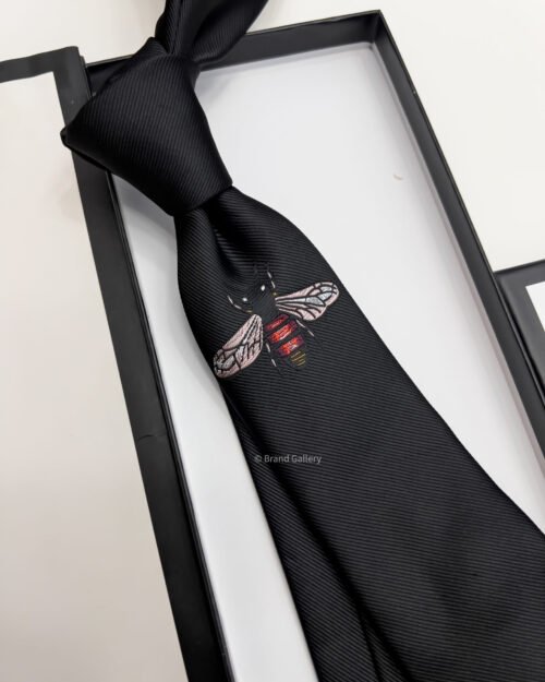 Gucci Black GIANT BEE SILK TIE