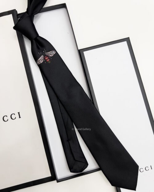 Gucci Black GIANT BEE SILK TIE