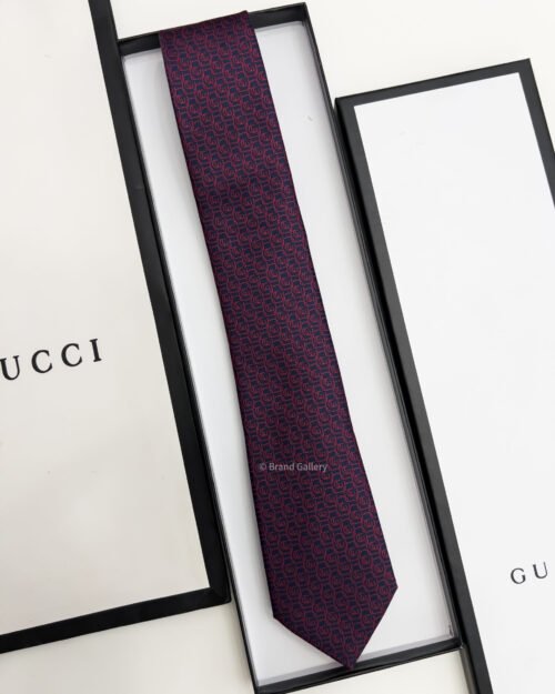 Gucci Navy with Red GG CIRCLES SILK TIE