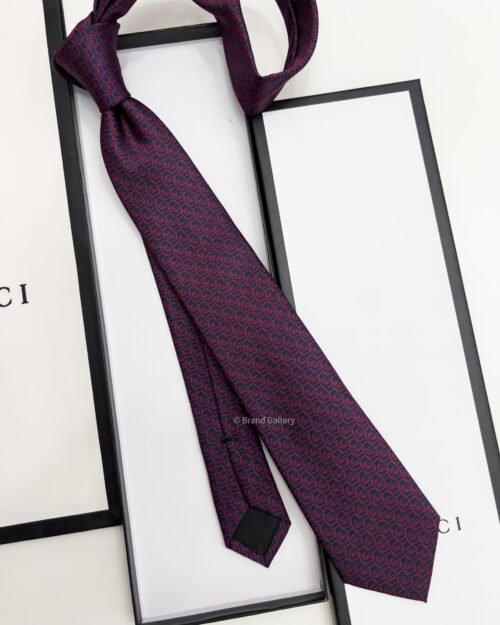 Gucci Navy with Red GG CIRCLES SILK TIE