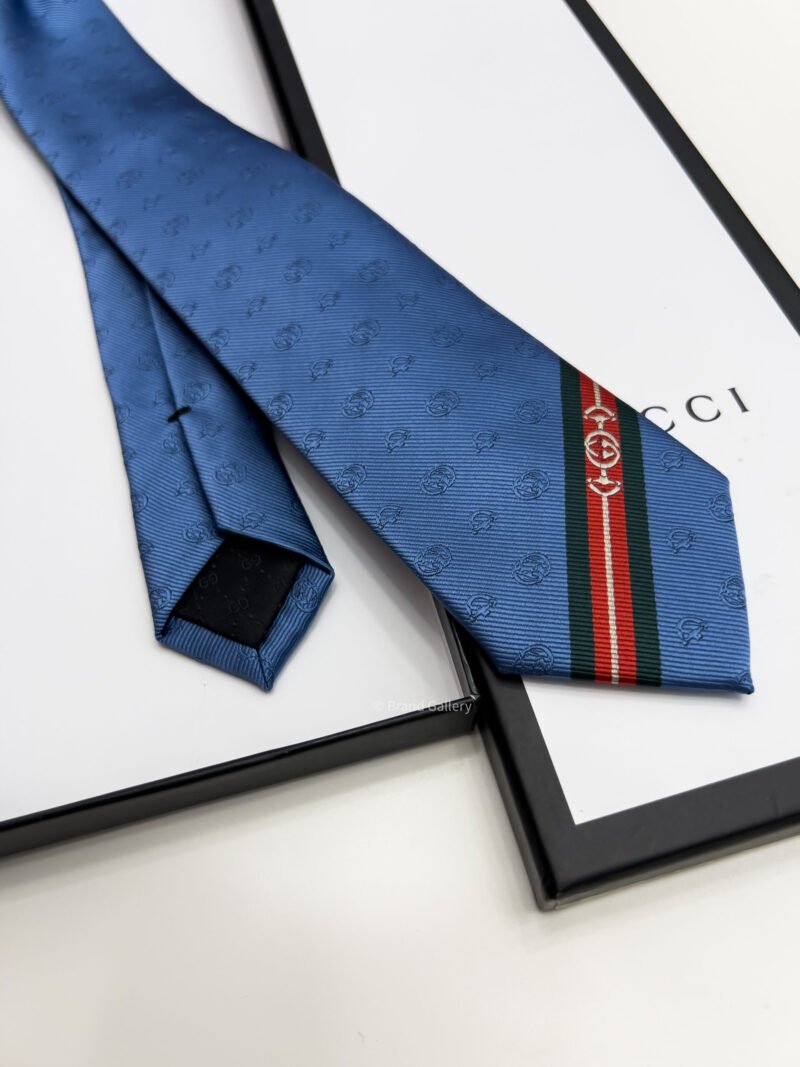 Gucci Electric Blue DOUBLE G AND HORSEBIT SILK TIE