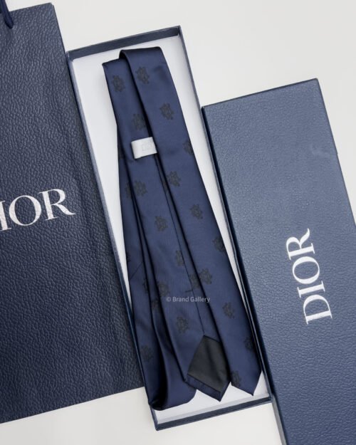 Dior Dark Blue CD BLACK PATTERN SILK TIE
