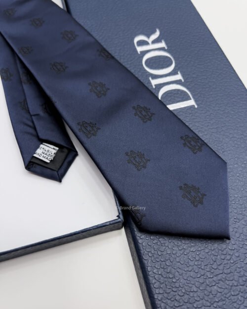 Dior Dark Blue CD BLACK PATTERN SILK TIE