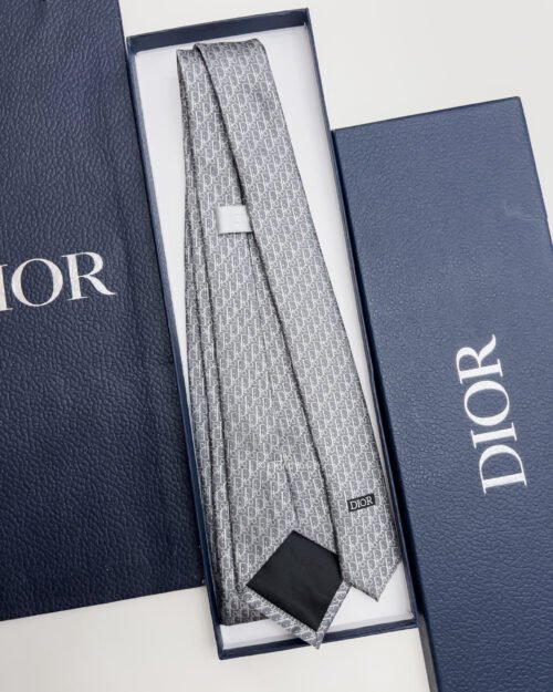 Dior Grey OBLIQUE SILK TIE
