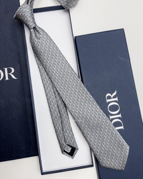 Dior Grey OBLIQUE SILK TIE