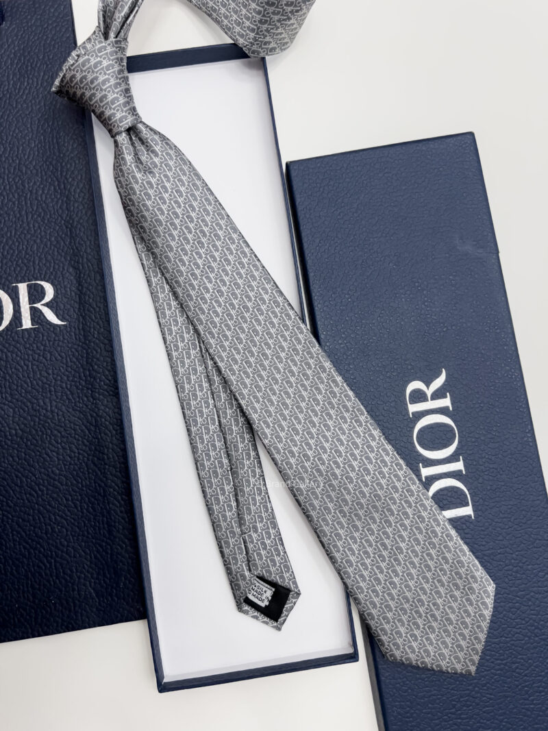 Dior Grey OBLIQUE SILK TIE