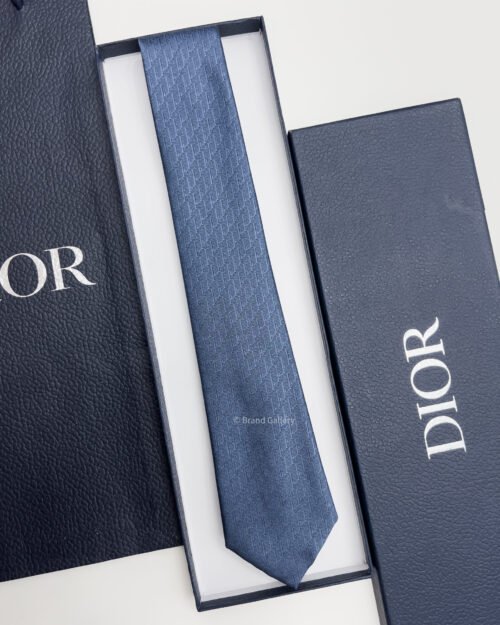 Dior Marine Blue OBLIQUE SILK TIE
