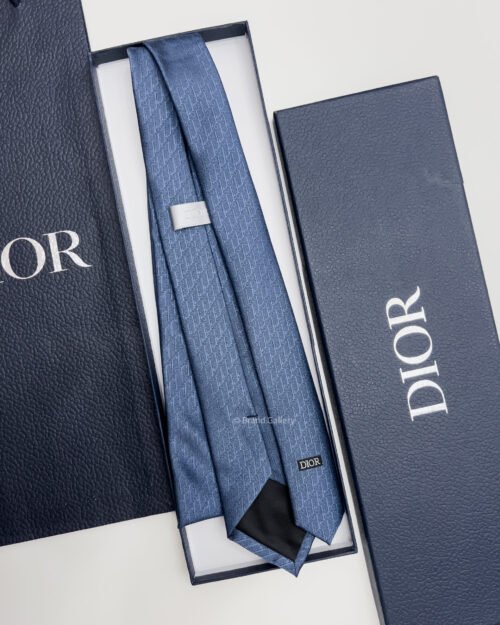 Dior Marine Blue OBLIQUE SILK TIE
