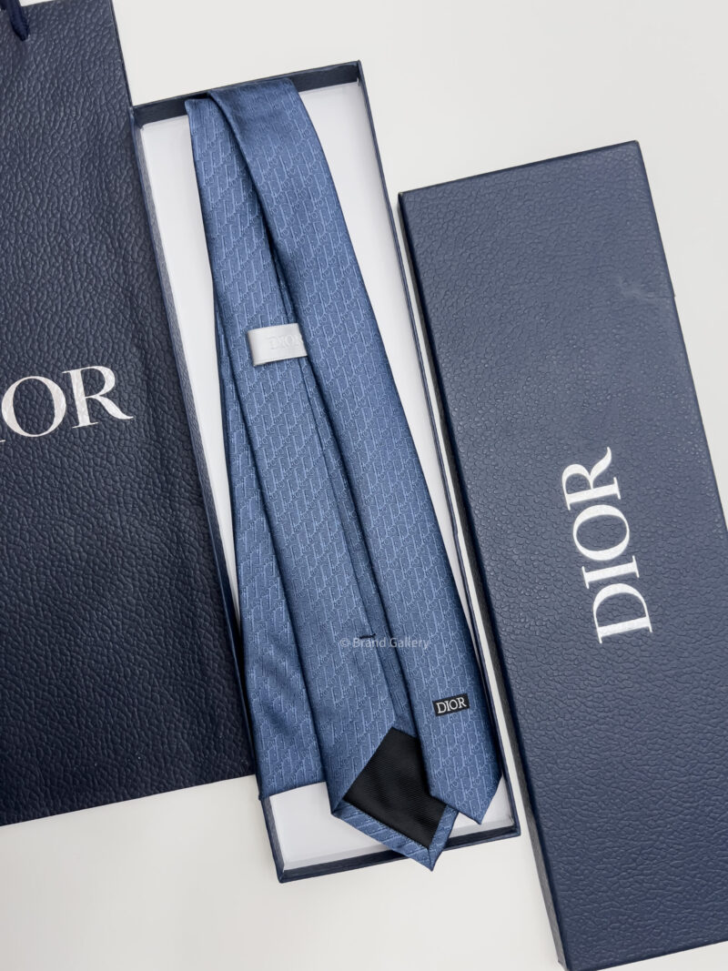 Dior Marine Blue OBLIQUE SILK TIE