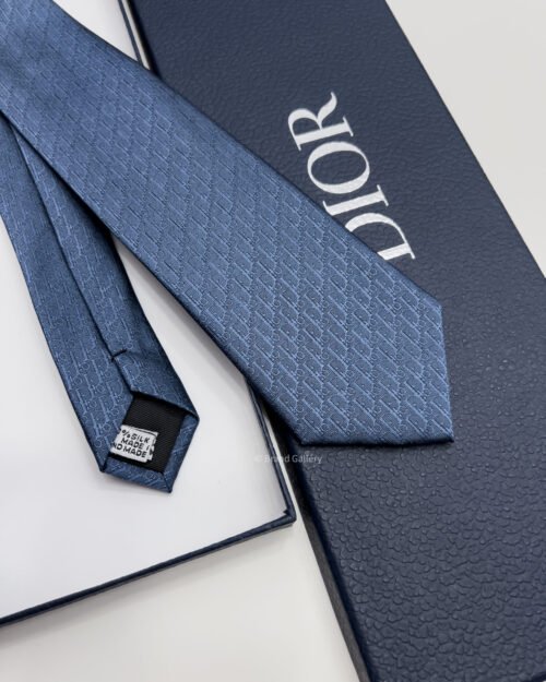 Dior Marine Blue OBLIQUE SILK TIE