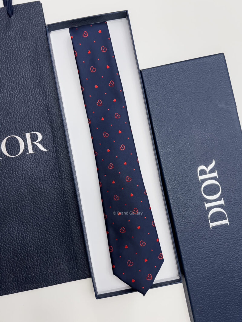 Dior Navy CD HEARTS SILK TIE