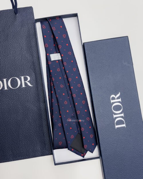 Dior Navy CD HEARTS SILK TIE