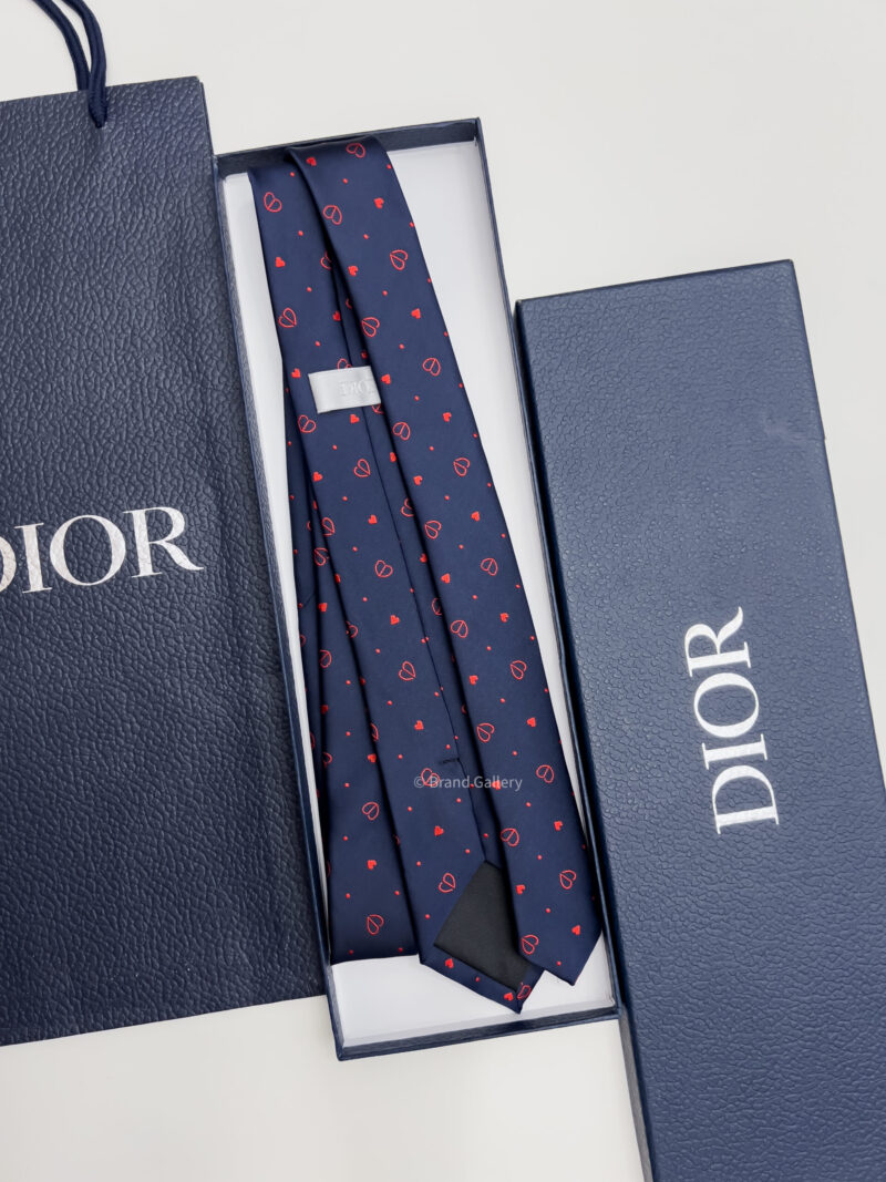 Dior Navy CD HEARTS SILK TIE