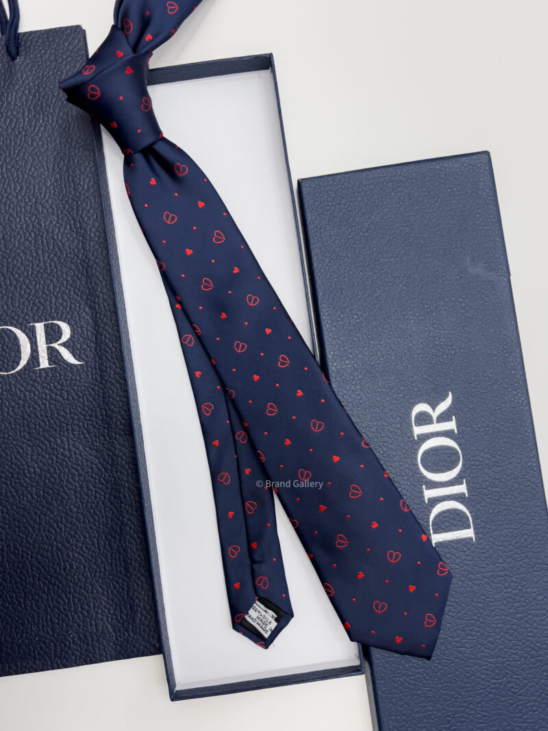 Dior Navy CD HEARTS SILK TIE