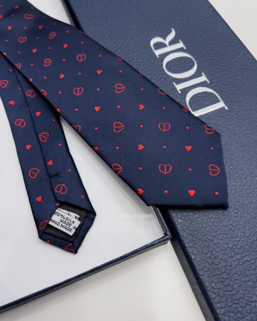 Dior Navy CD HEARTS SILK TIE