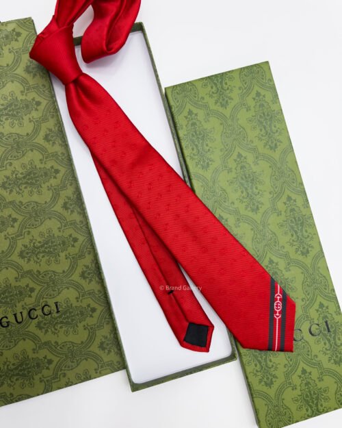 Gucci Red DOUBLE G AND HORSEBIT SILK TIE