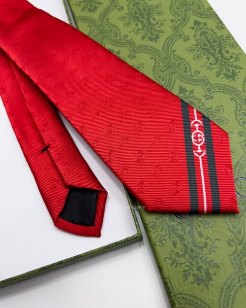 Gucci Red DOUBLE G AND HORSEBIT SILK TIE