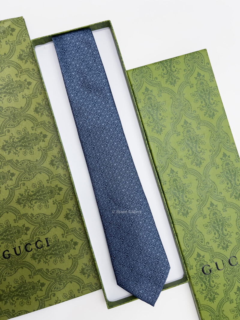 Gucci Petrol Blue GG HOOK SILK TIE