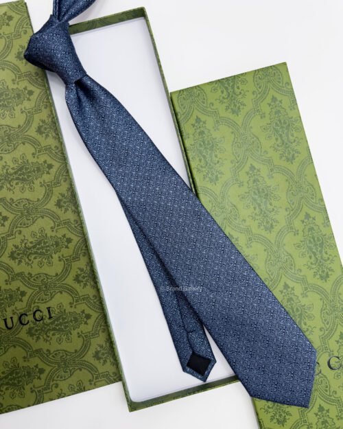 Gucci Petrol Blue GG HOOK SILK TIE