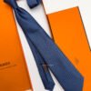 Hermes Denim Blue FACONNEE H SILK TIE