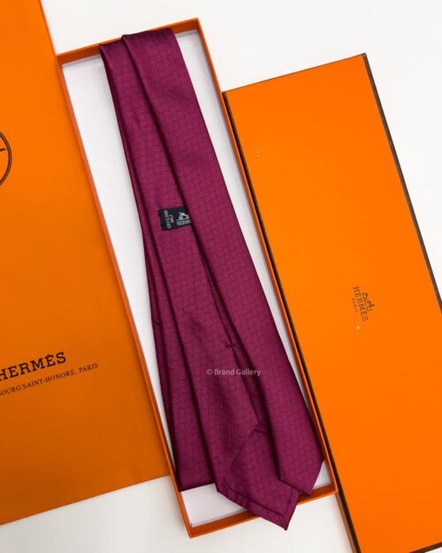 Hermes Maroon FACONNEE H SILK TIE