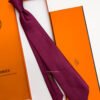 Hermes Maroon FACONNEE H SILK TIE