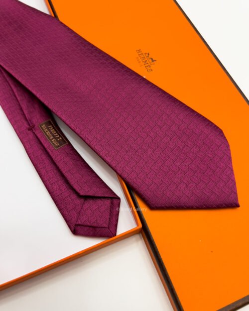 Hermes Maroon FACONNEE H SILK TIE