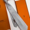 Hermes Gray FACONNEE H SILK TIE