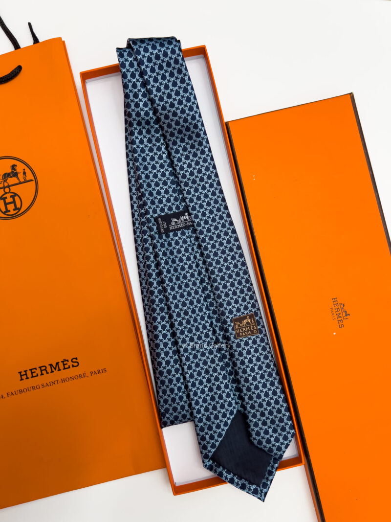 Hermes Navy Blue Le Pied A L'Etrier SILK TIE