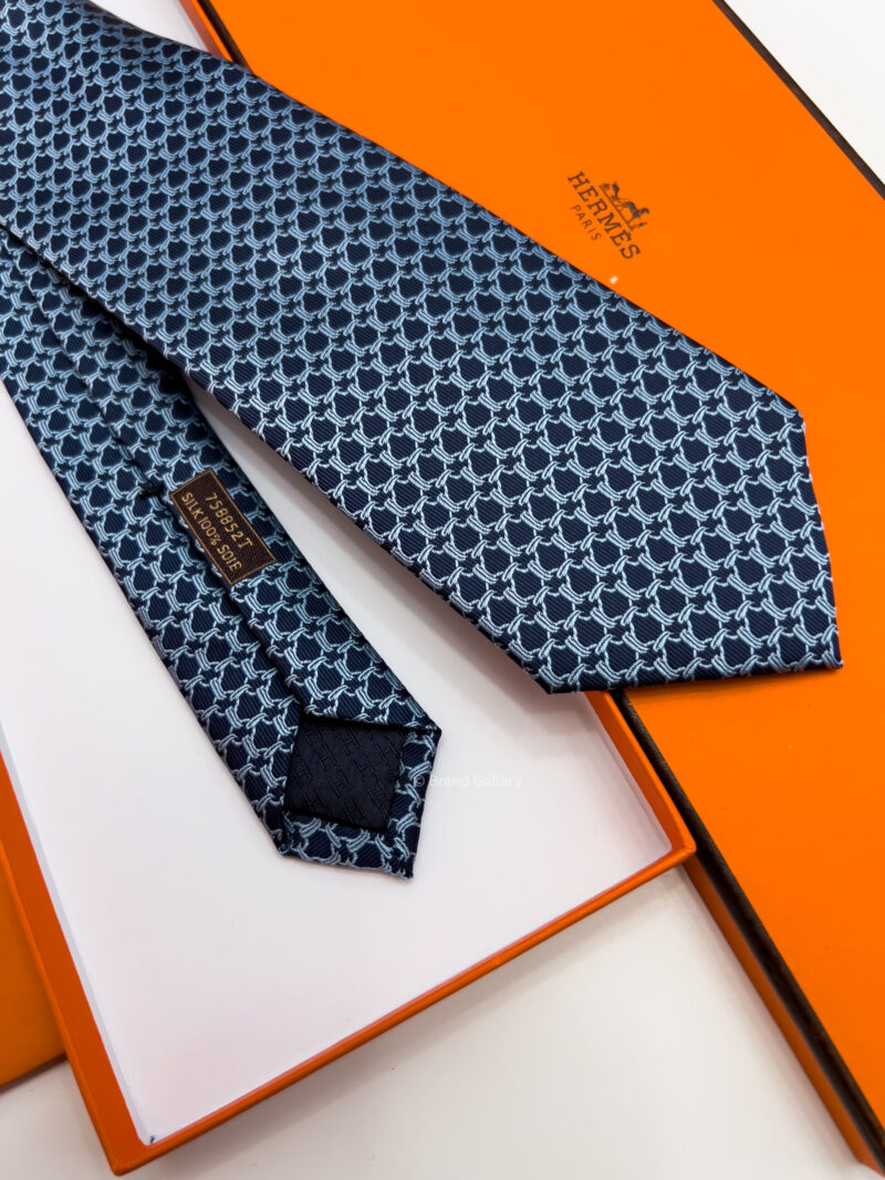 Hermes Navy Blue Le Pied A L'Etrier SILK TIE