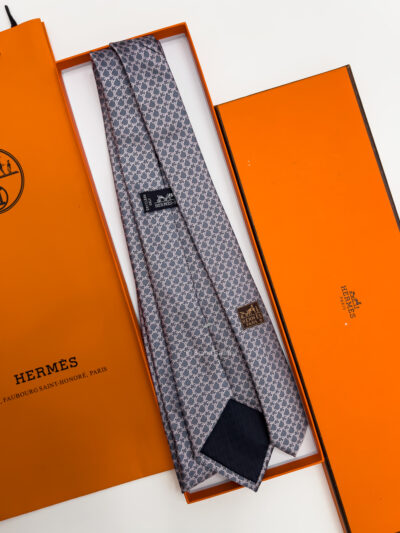 Hermes Grey Pink Le Pied A L'Etrier SILK TIE