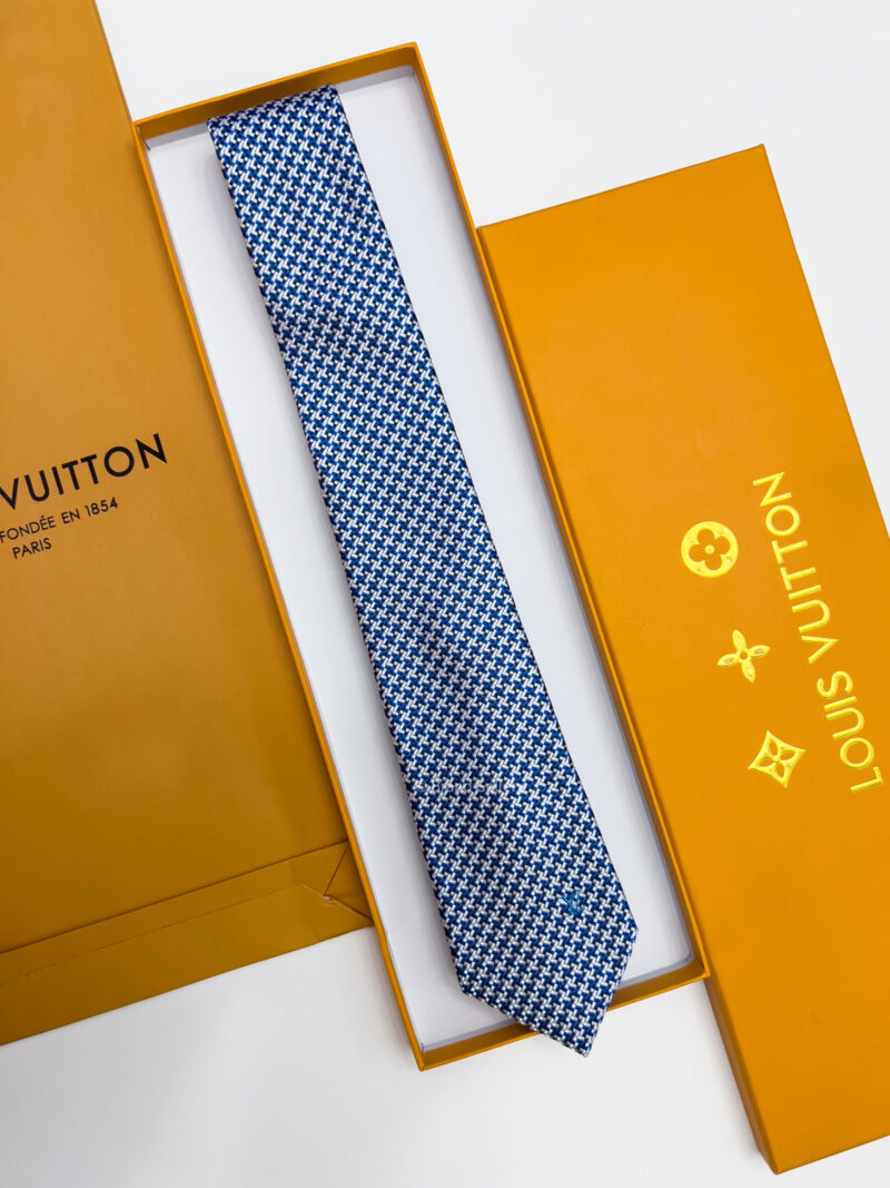 Louis Vuitton Blue ICONIC DAMIER WOVEN TIE