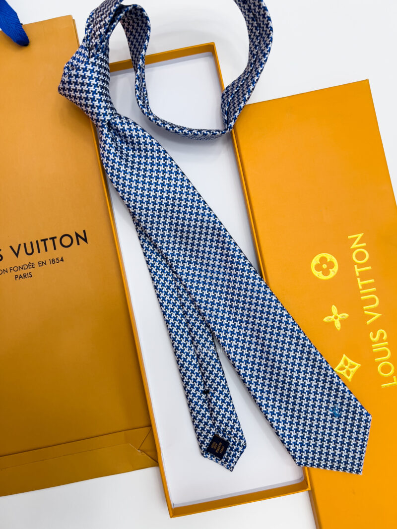 Louis Vuitton Blue ICONIC DAMIER WOVEN TIE