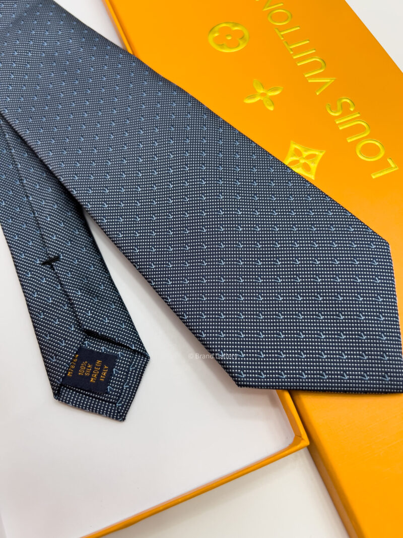 Louis Vuitton Grey Petrol V DOTS SILK TIE