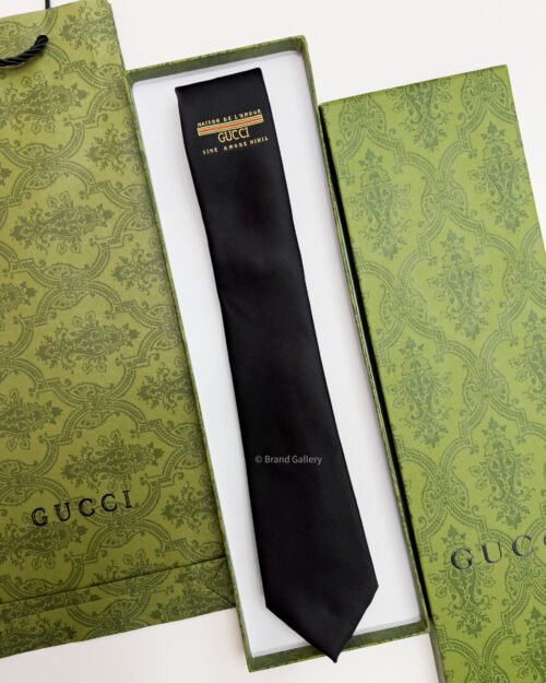 Gucci Black SINE AMORE NIHIL SILK TIE