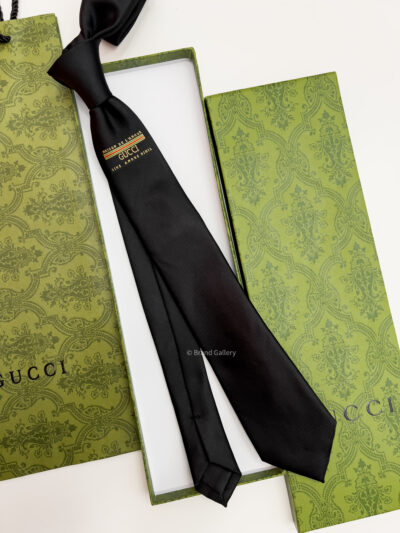 Gucci Black SINE AMORE NIHIL SILK TIE