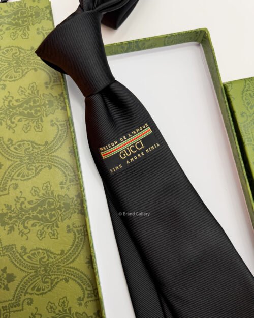 Gucci Black SINE AMORE NIHIL SILK TIE