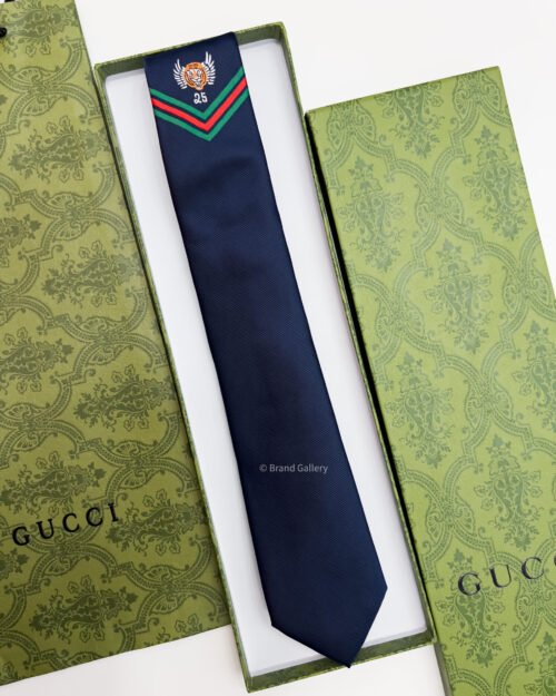 Gucci Navy Blue TIGERWING VICTORY SILK TIE