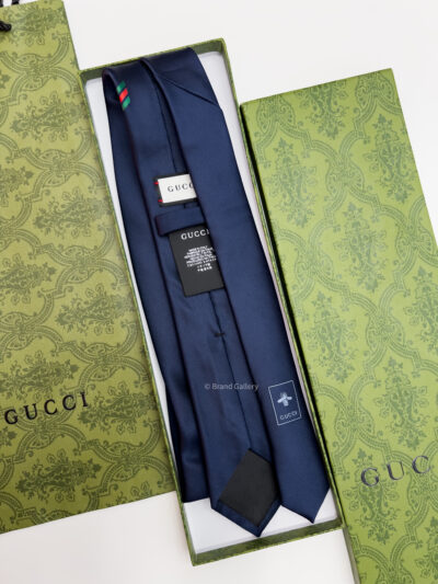 Gucci Navy Blue TIGERWING VICTORY SILK TIE