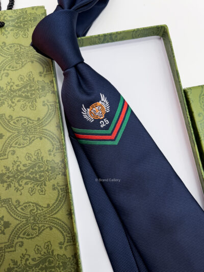 Gucci Navy Blue TIGERWING VICTORY SILK TIE