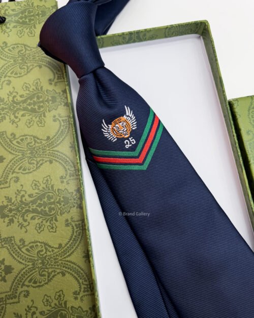 Gucci Navy Blue TIGERWING VICTORY SILK TIE