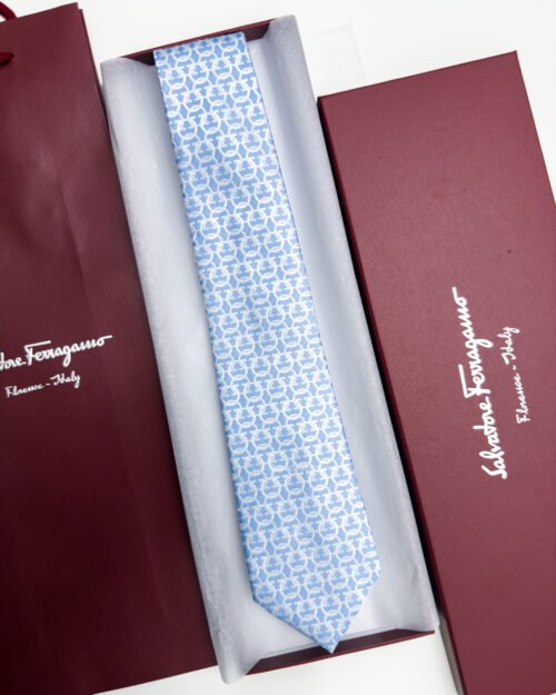 Ferragamo Baby Blue ENTANGLED GANCINI SILK TIE