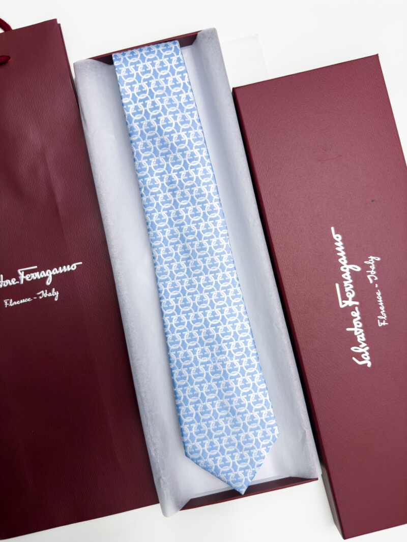 Ferragamo Baby Blue ENTANGLED GANCINI SILK TIE