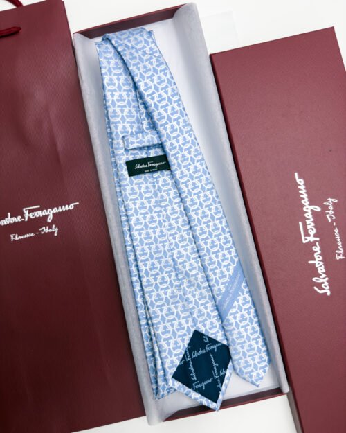Ferragamo Baby Blue ENTANGLED GANCINI SILK TIE